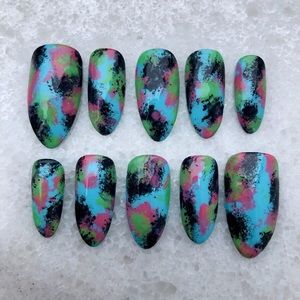 1980’s Neon Graffiti press on Nail set